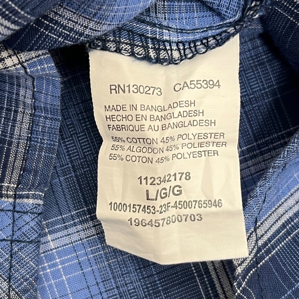 Wrangler Western Shirt Mens Large Blue Preppy Plaid Snap Button Up Long Sleeve - Picture 5 of 9